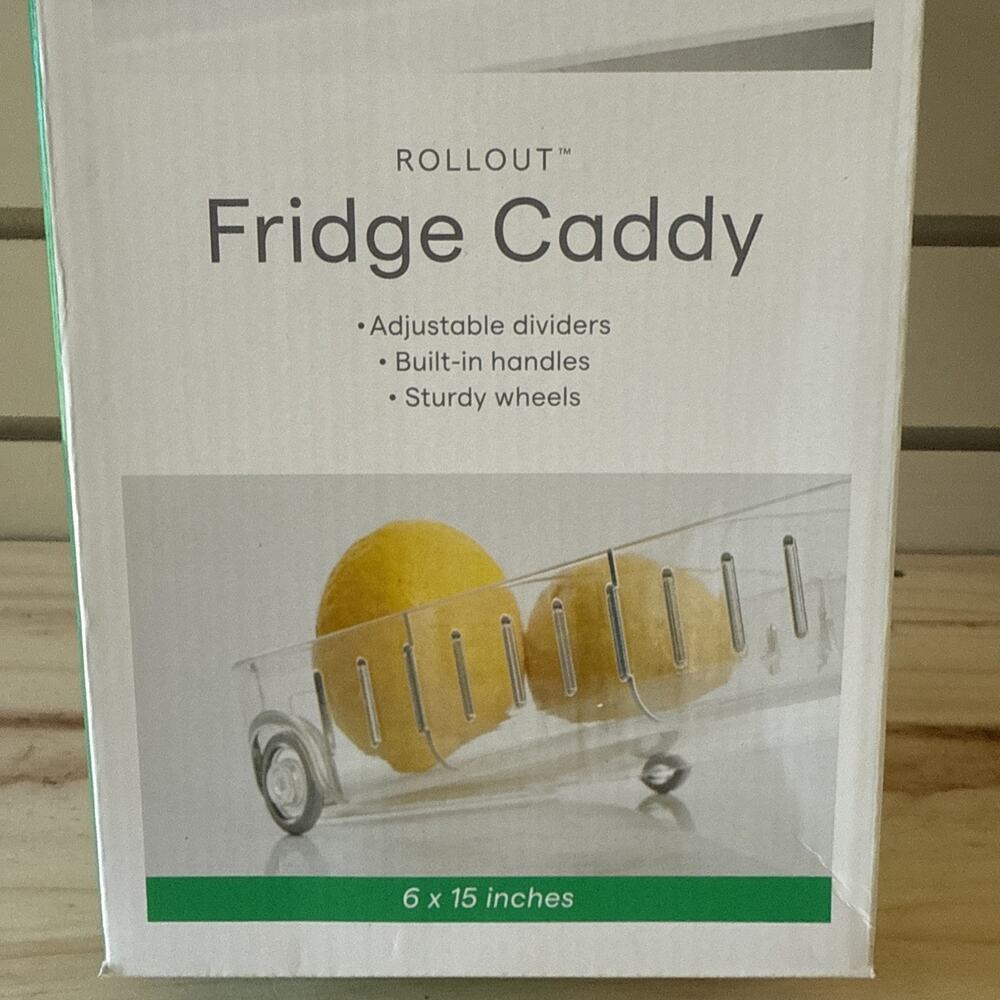 YouCopia RollOut Fridge Caddy, 6" Wide 6" Wide, Clear - Picture 3 of 12